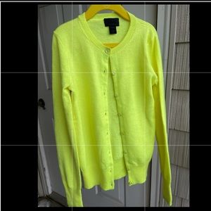 JCrew COLLECTION neon yellow cashmere cardigan xxxs or kids 10